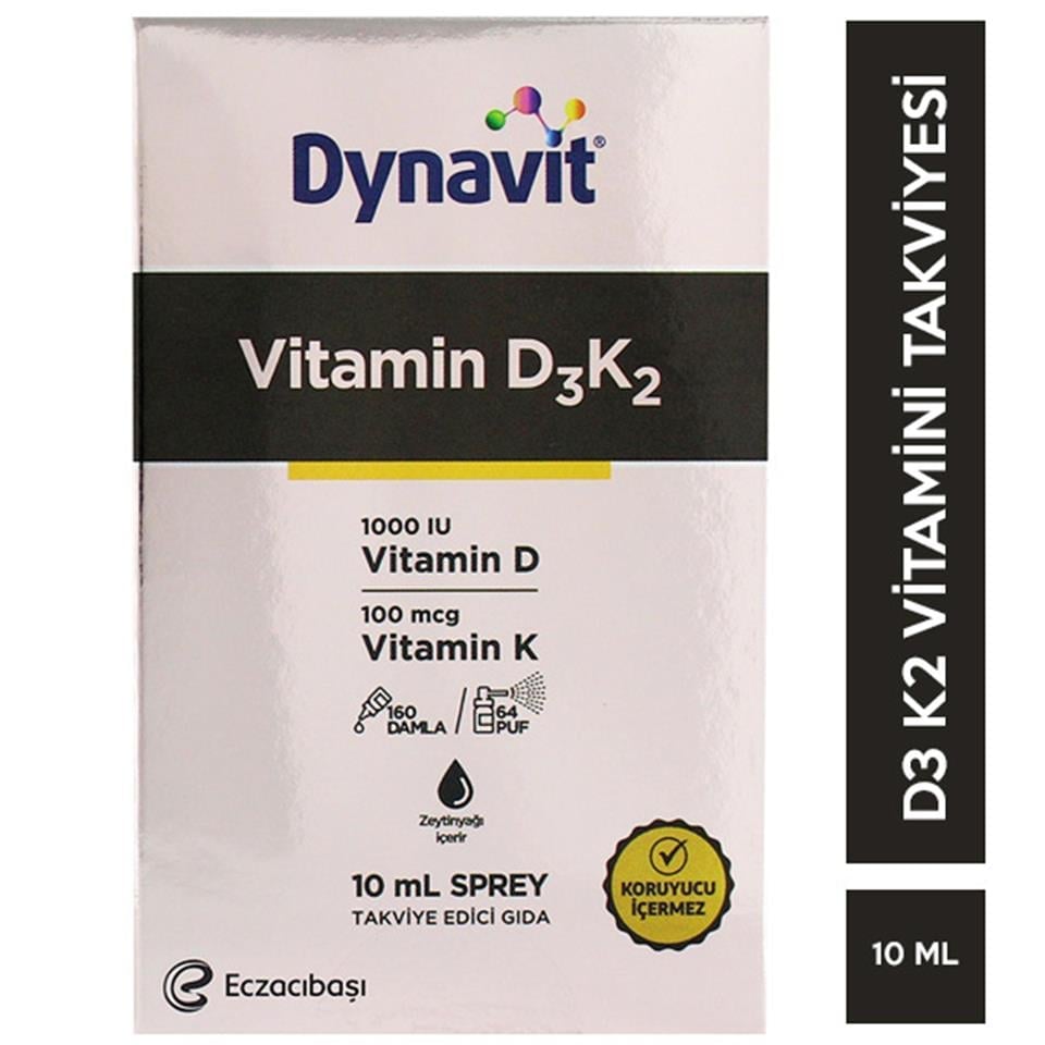 Dynavit Vitamin D3K2 Takviye Edici Gıda Sprey 10 Ml