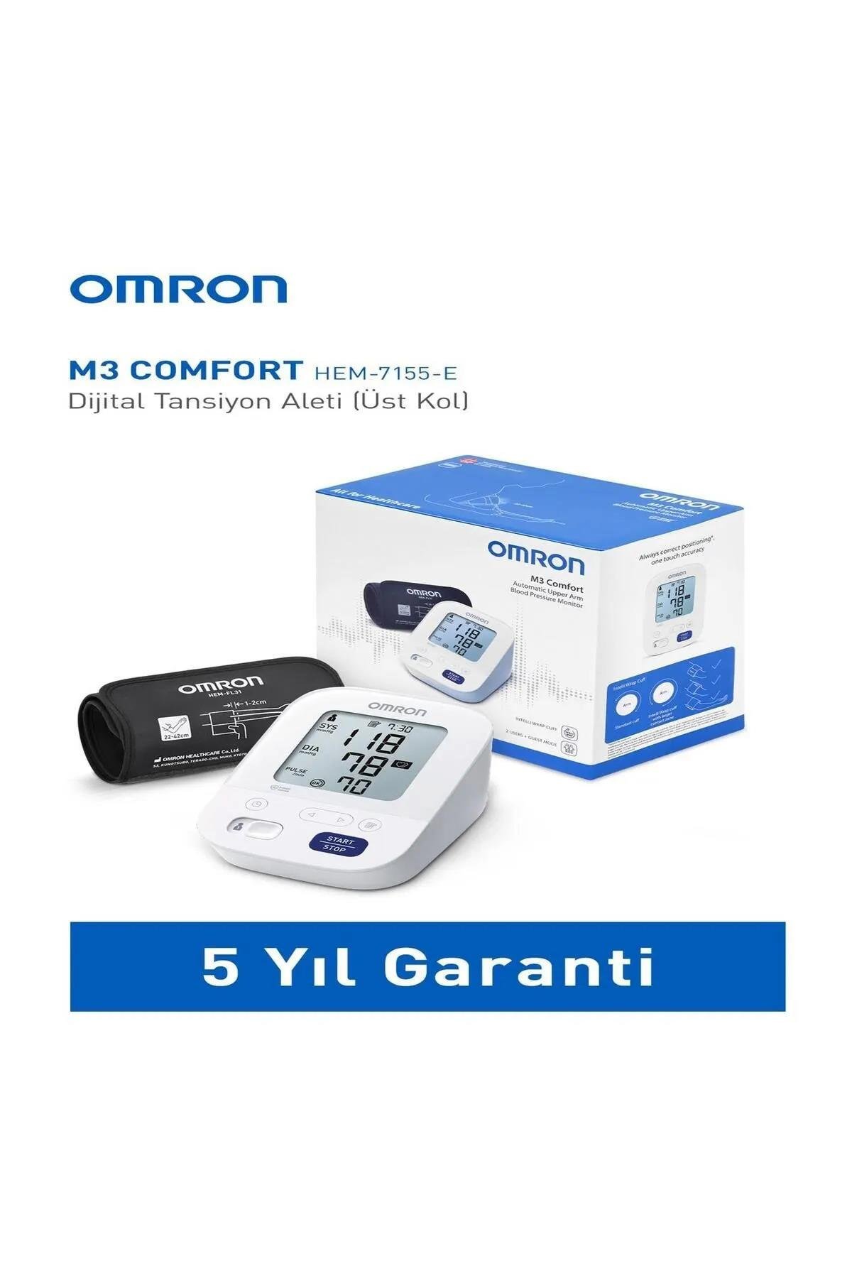 OmronM3 Comfort 2 Kullanıcı Hafızalı Akıllı Manşetli Üst Koldan Ölçer Dijital Tansiyon Aleti4015672111806