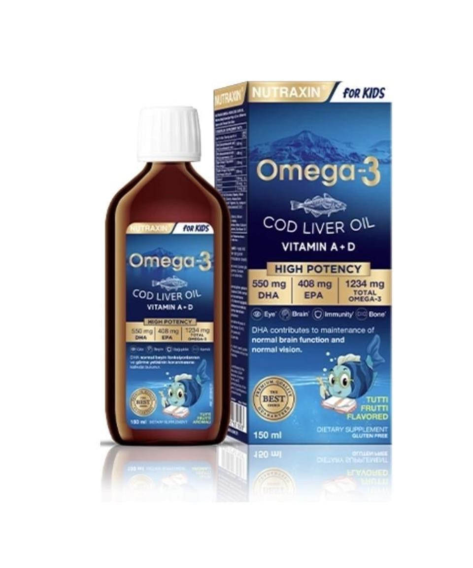 Nutraxin Omega 3 Balık Yağı 150 Ml Tutti Frutti Cod Liver - DHA 550 Mg EPA 408 Mg
