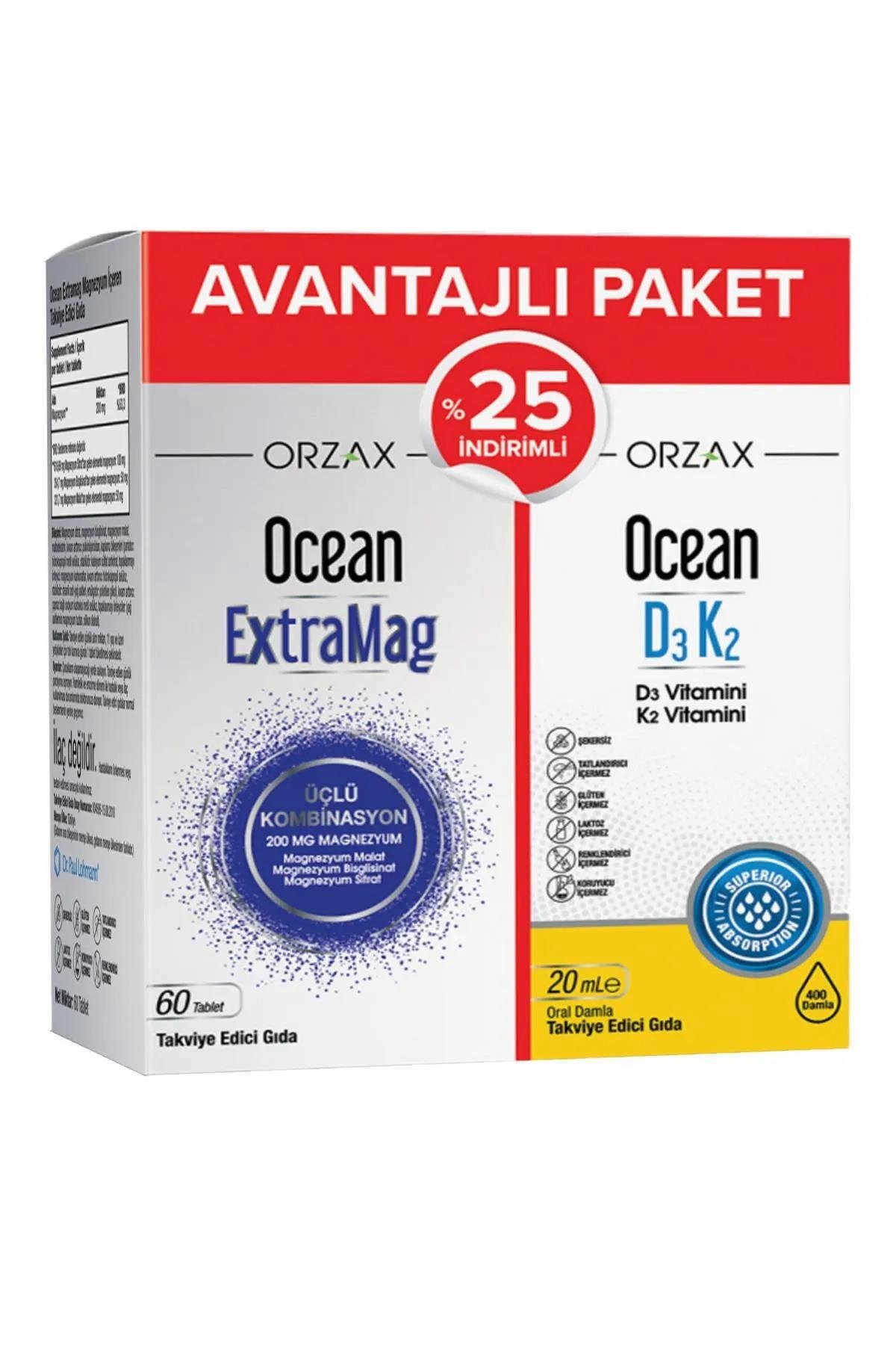 OCEANOcean Extramag 60 Tablet + Ocean D3 K2 20 ml %25 Kofre8697595874011