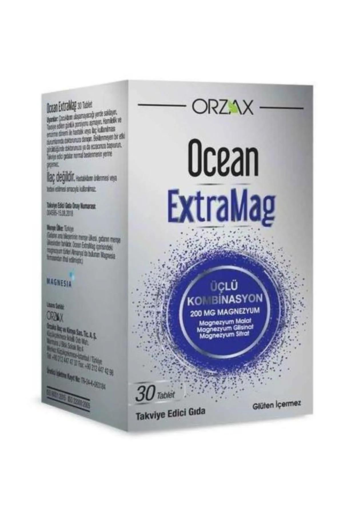 OCEANOcean ExtraMag Üçlü Kombinasyon Magnezyum Takviye Edici Gıda 30 Tablet8697595872321