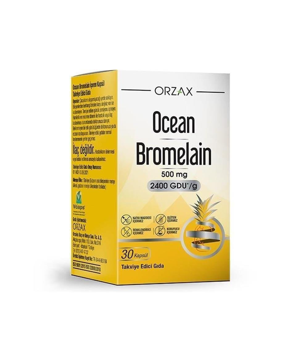 Ocean Orzax Bromelain 500 Mg Takviye Edici Gıda 30 Kapsül