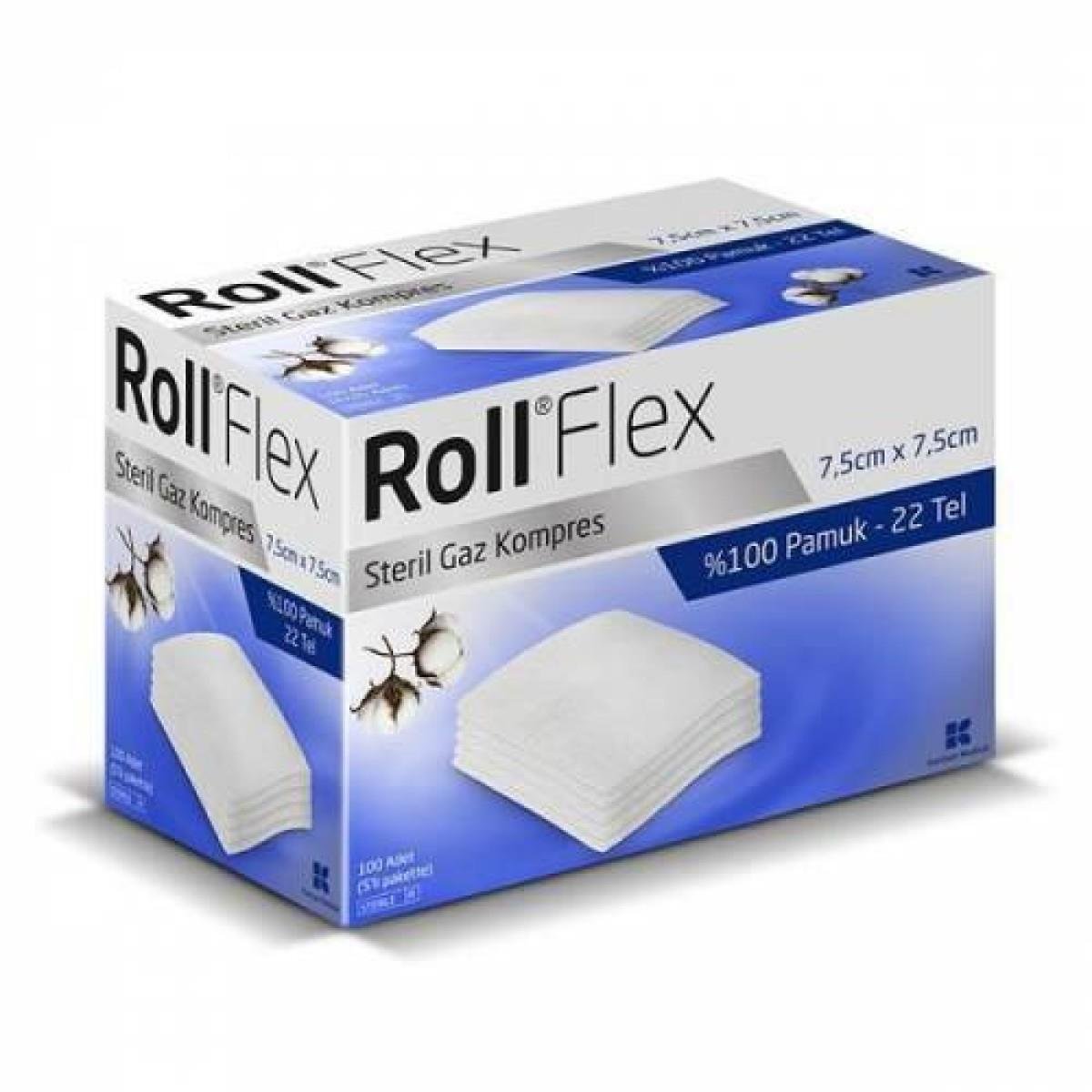 KURTSAN MEDİKALRoll Flex Steril Gaz Kompresi 100 Lü ( 7,5 Cm X 7,5 Cm 5 Li Pakette )8699592806743