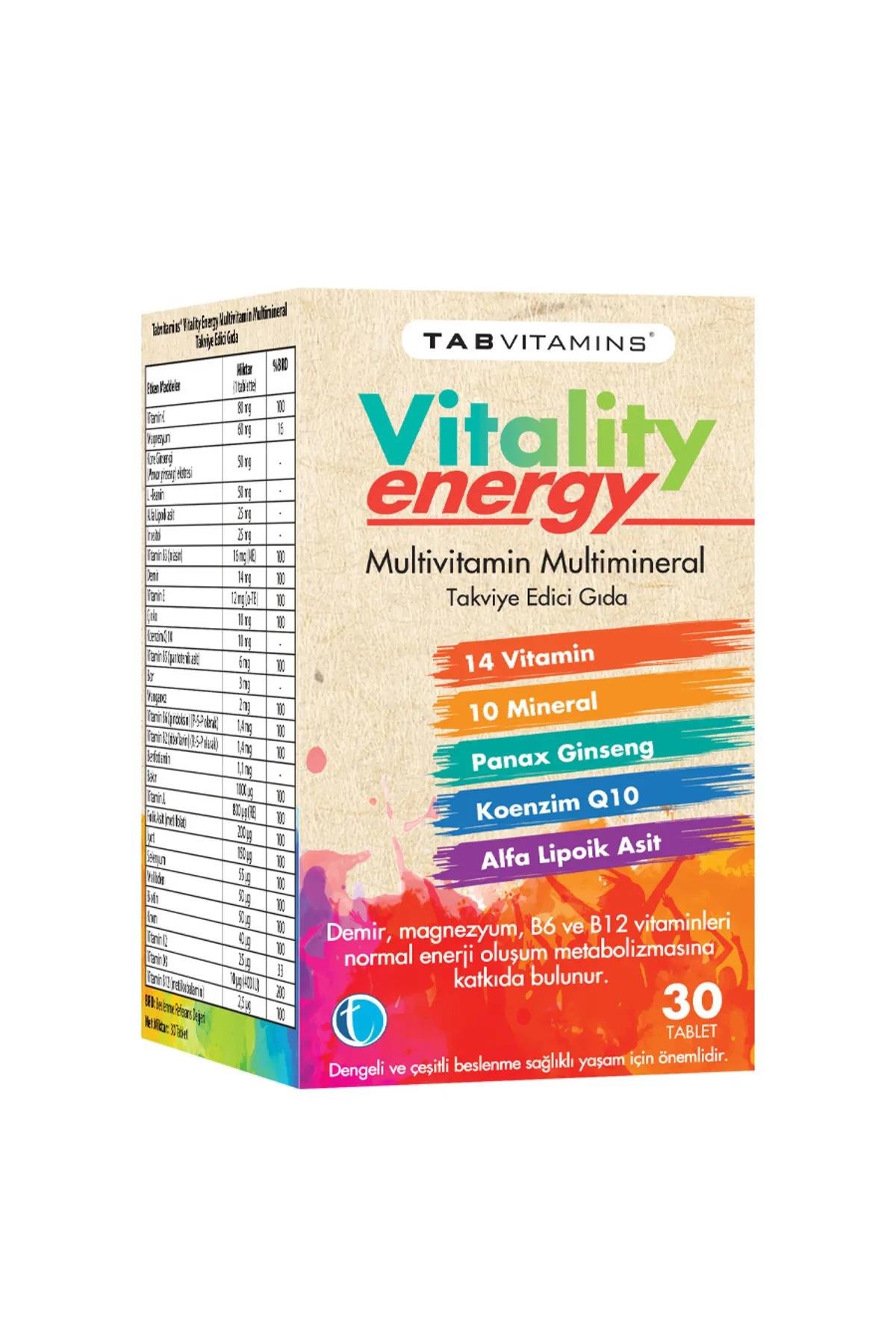 TAB İLAÇTabvitamins Vitality Energy 30 Tablet8680133002885