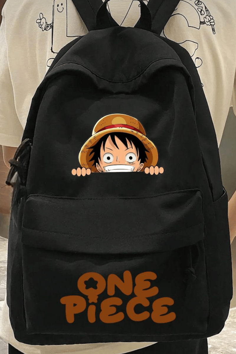  Siyah One Piece Monkey D.Luffy Okul Sırt Çantası  
