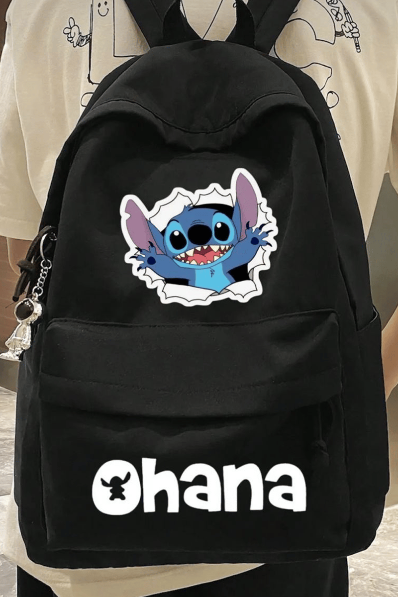  Siyah Stitch Ohana Okul Sırt Çantası  