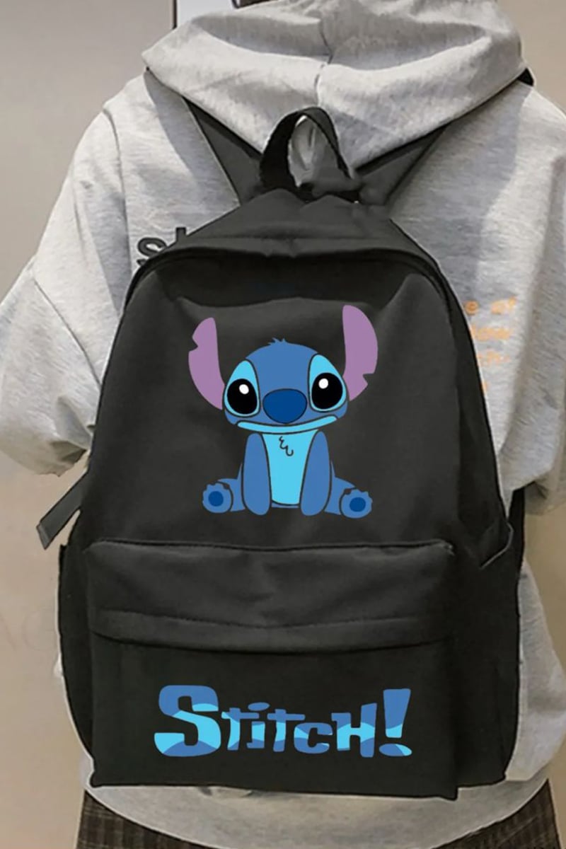  Siyah Stitch! Okul Sırt Çantası  