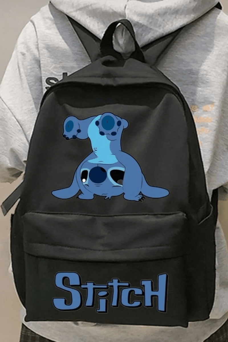  Siyah Stitch Reverse Okul Sırt Çantası  