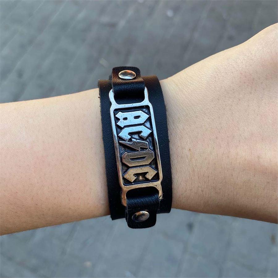 Ac/Dc Deri Siyah Bileklik