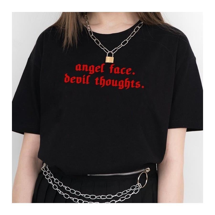 Angel Face Devil Thoughts Unisex T-Shirt