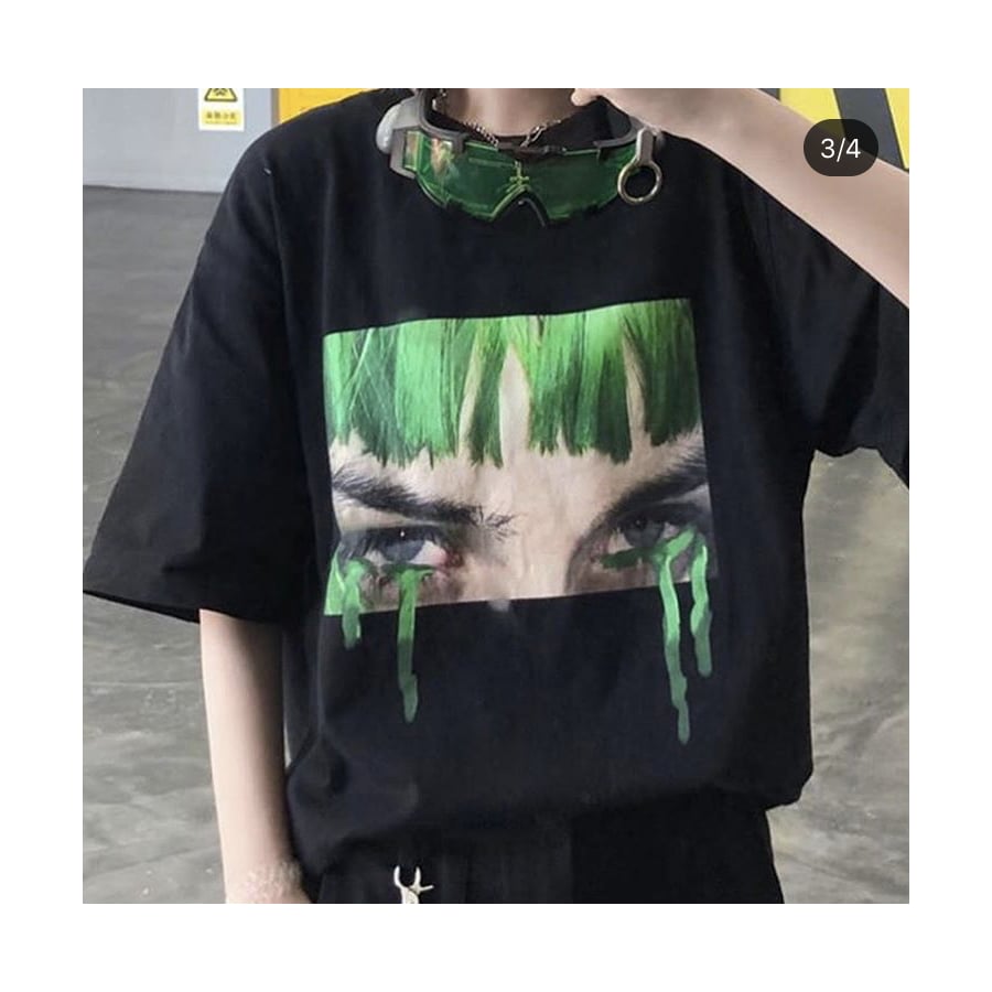 Anime Art - Green Hair Crying Harajuku Girl Unisex T-Shırt