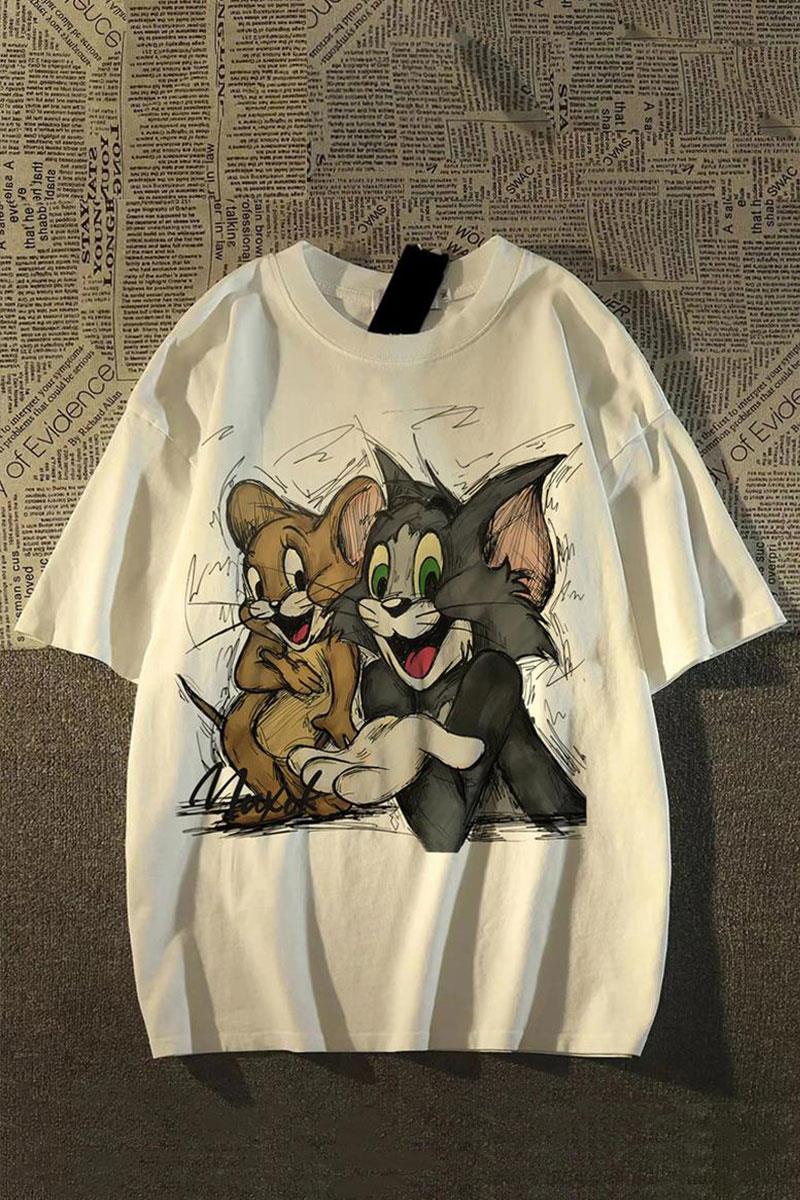 Bej Tom And Jerry Cartoons Y2K Unisex T-shirt