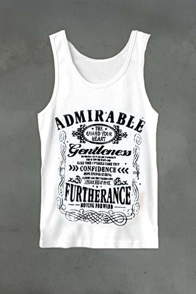 Beyaz Admirable Gotik Y2K Kolsuz Unisex Kolsuz T-shirt