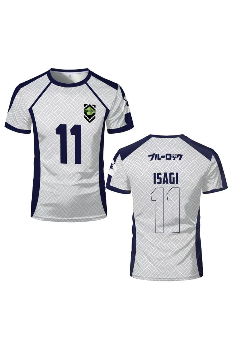 Beyaz Anime Blue Lock 11 Isagi Forma Unisex T-shirt