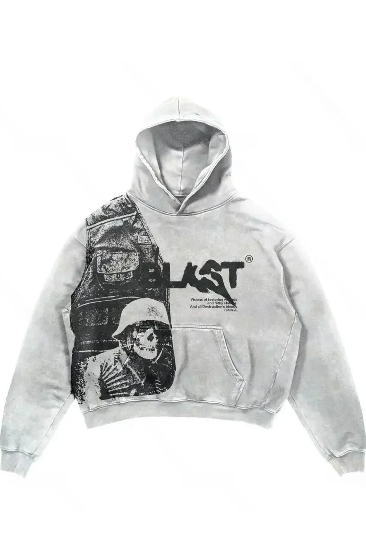 Beyaz Ghost Blast Kapüşonlu Sweatshirt