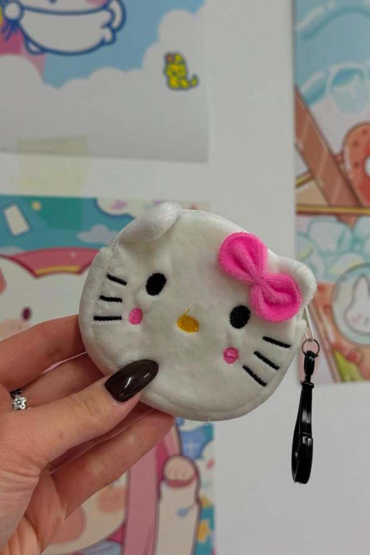 Beyaz Hello Kitty Peluş Bozuk Para Cüzdanı