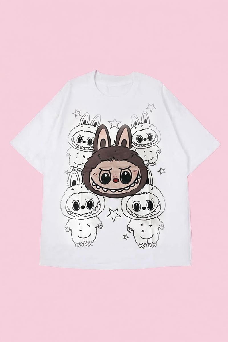 Beyaz Labubu Star Unisex T-shirt