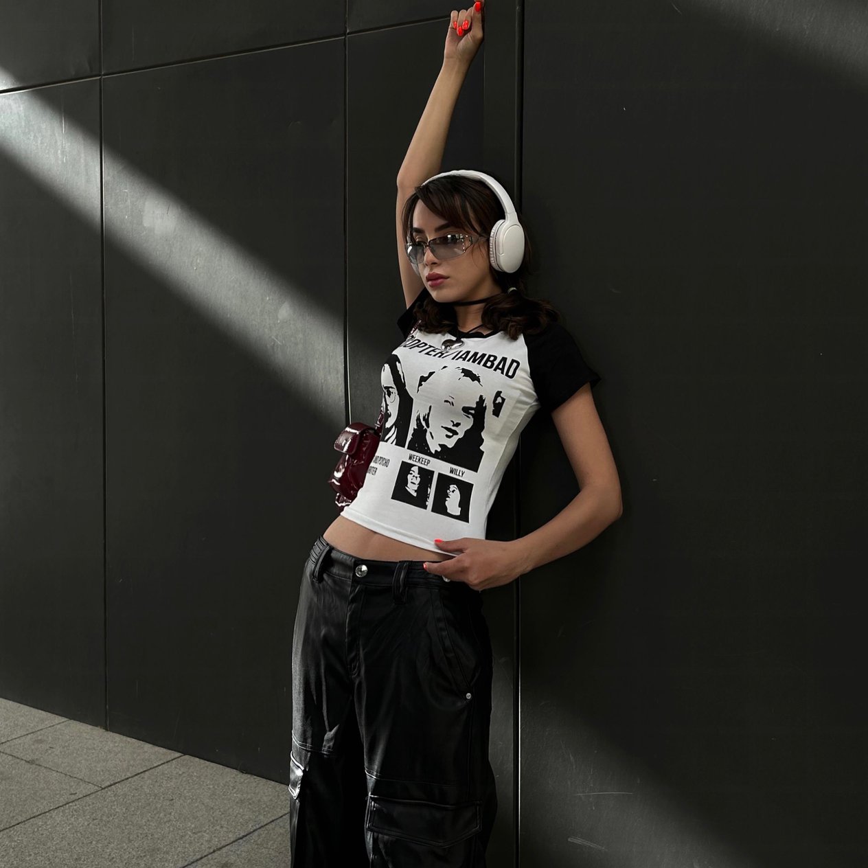 Beyaz Rapcopter - I Am Bad Raglan Kısa Kollu Crop