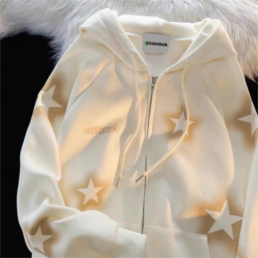 Ekru All Stars Kapüşonlu Sweatshirt