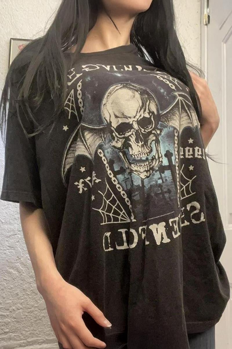 Füme Avenged Sevenfold Bat Skull Cyber Grunge Unisex T-shirt
