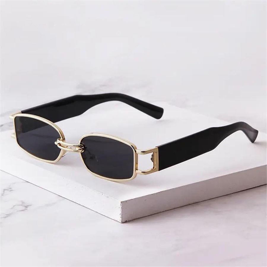 Gold Çift Köprülü Yatay Çerçeve Retro Güneş Gözlüğü