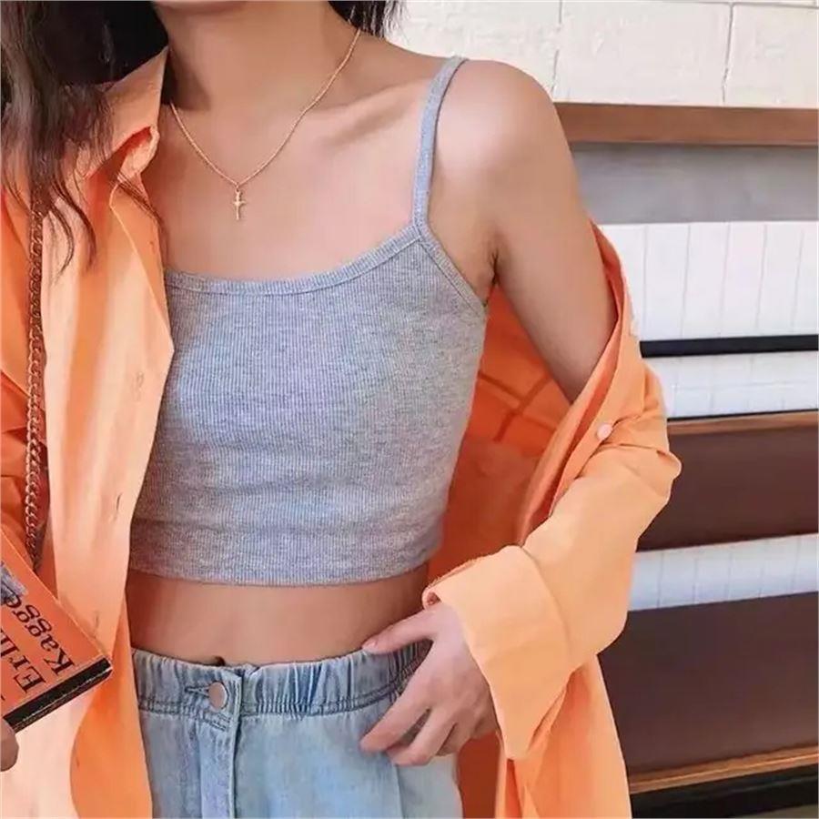 Gri Melanj Harajuku Askılı Crop
