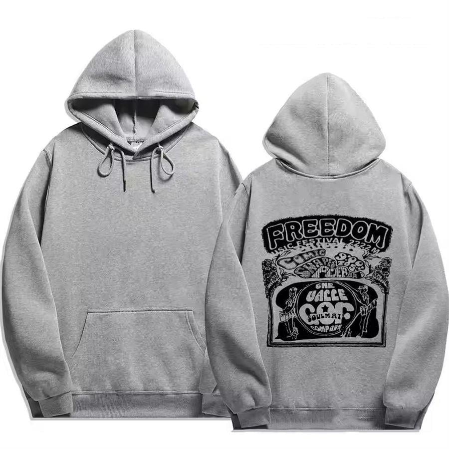 Gri Melanj Freedom Music Festival Kapüşonlu Sweatshirt