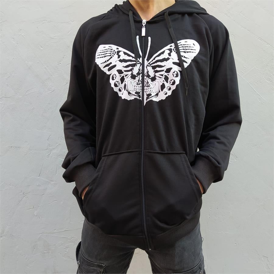 Harajuku Skeleton Moth (Unisex) Kapüşonlu Sweatshirt