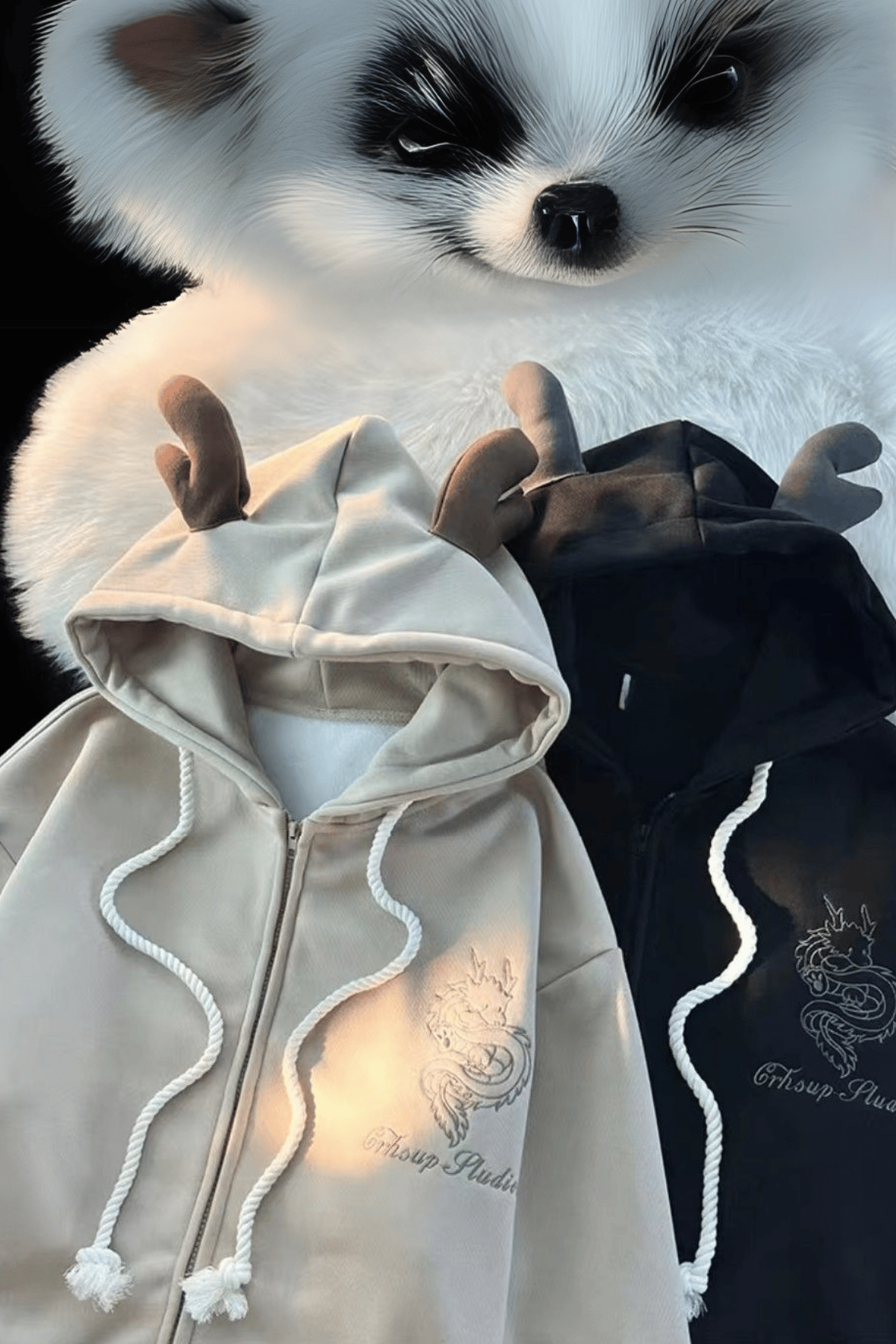 Krem Dragon Baby Kapüşonlu Sweatshirt