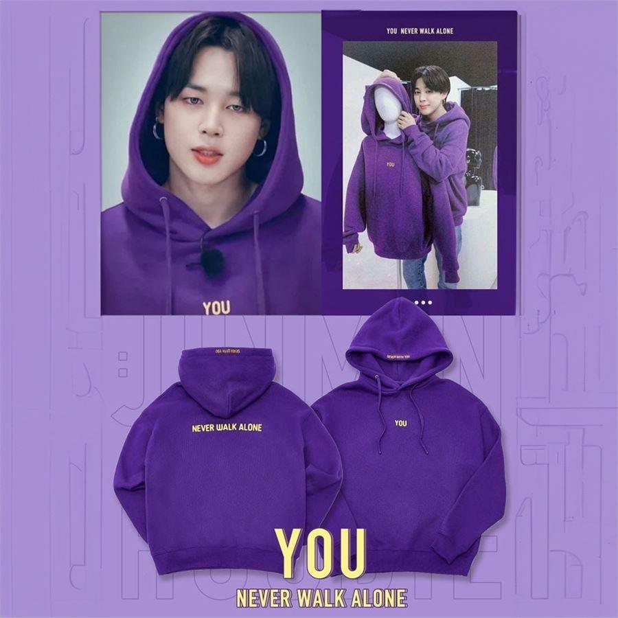 Mor K-Pop : BTS Jimin - You Never Walk Alone (Unisex) Kapüşonlu Sweatshirt