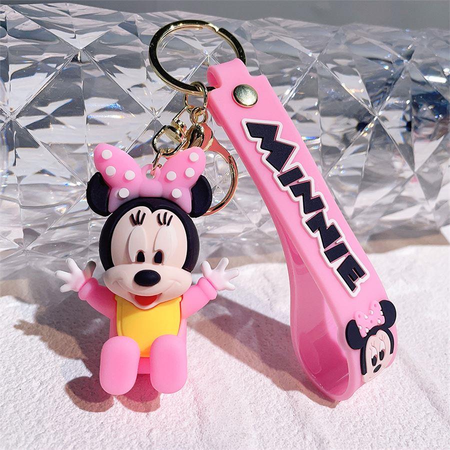 Pembe Oturan Minnie Mouse Silikon Anahtarlık