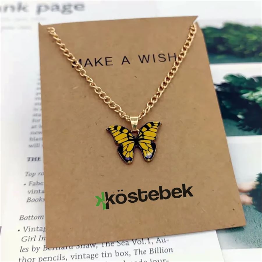 Sarı Kelebek Gold Zincir Kolye