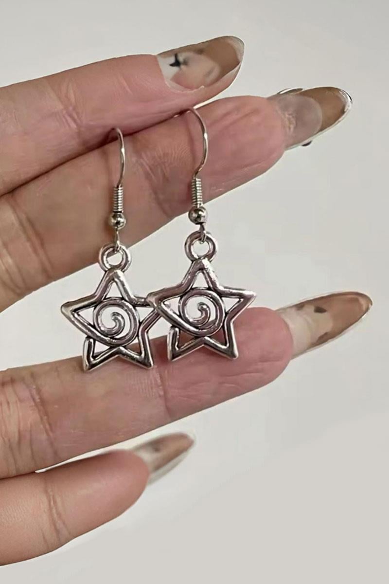 Silver Gothic Yıldız Damla Y2K küpe