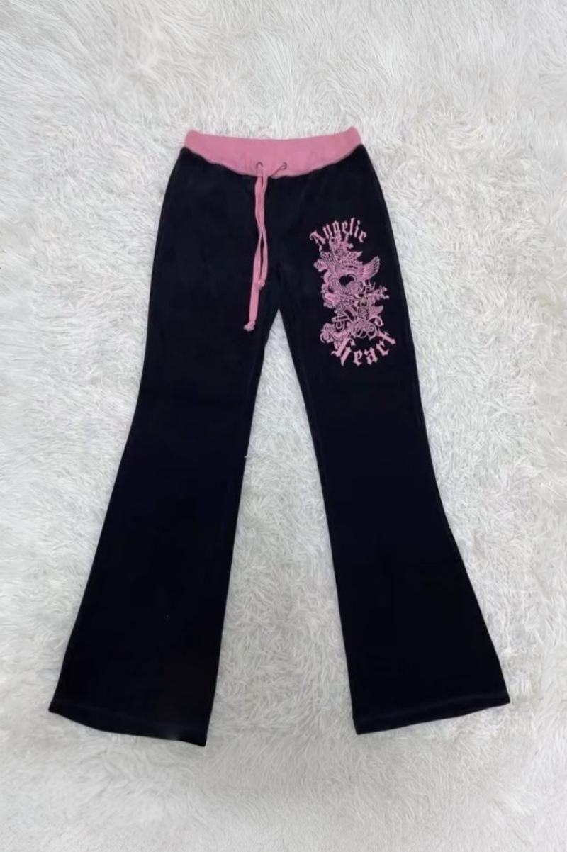 Siyah Angelic Heart Pembe Ek Parçalı Eşofman