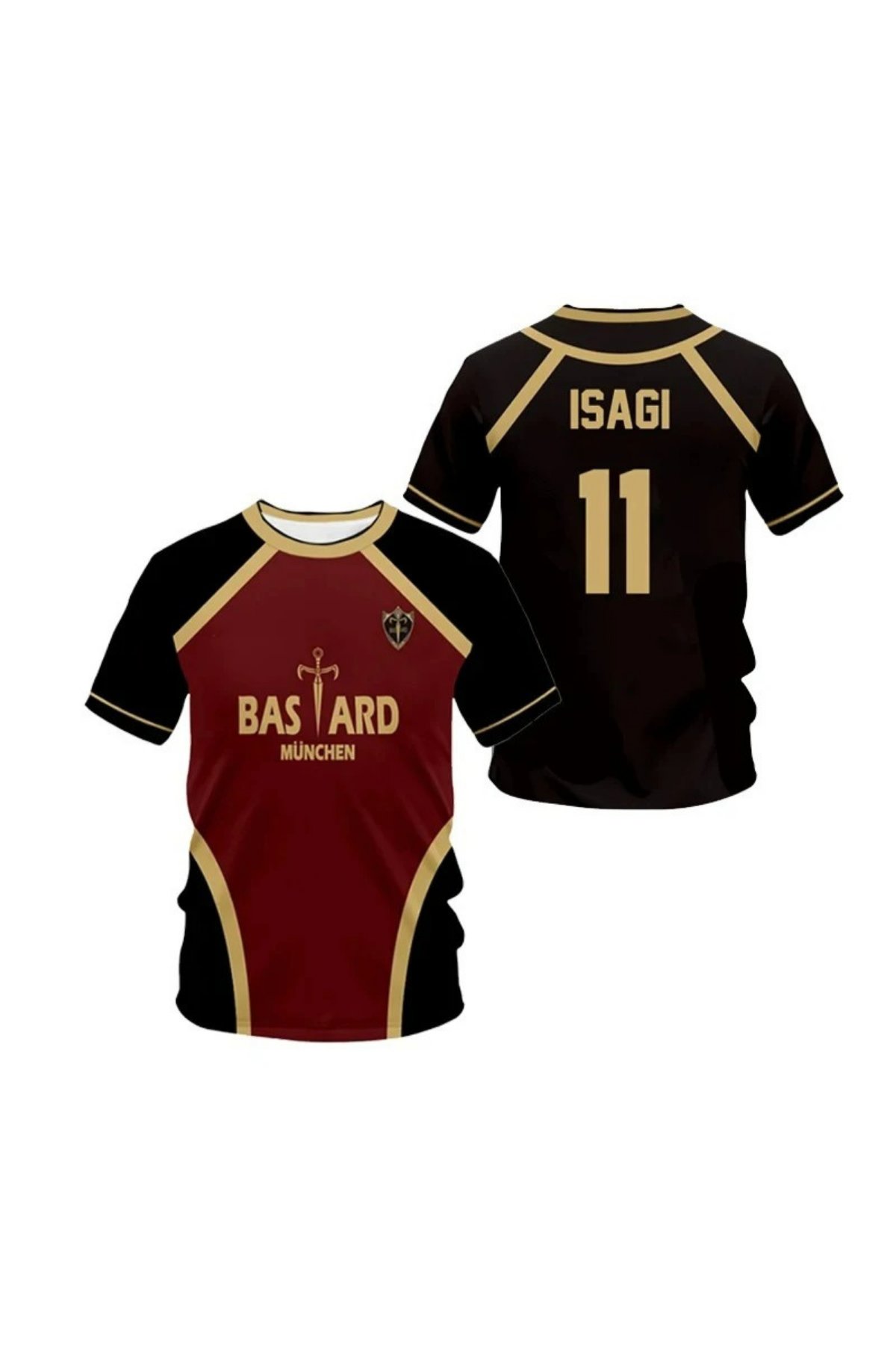 Siyah Bordo Japanese Isagi Forma Unisex T-shirt