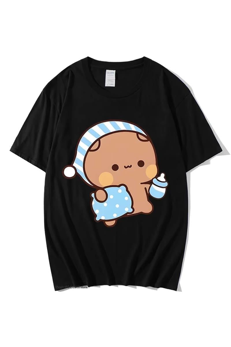 Siyah Bubu Dudu Bear Çift Unisex T-shirt