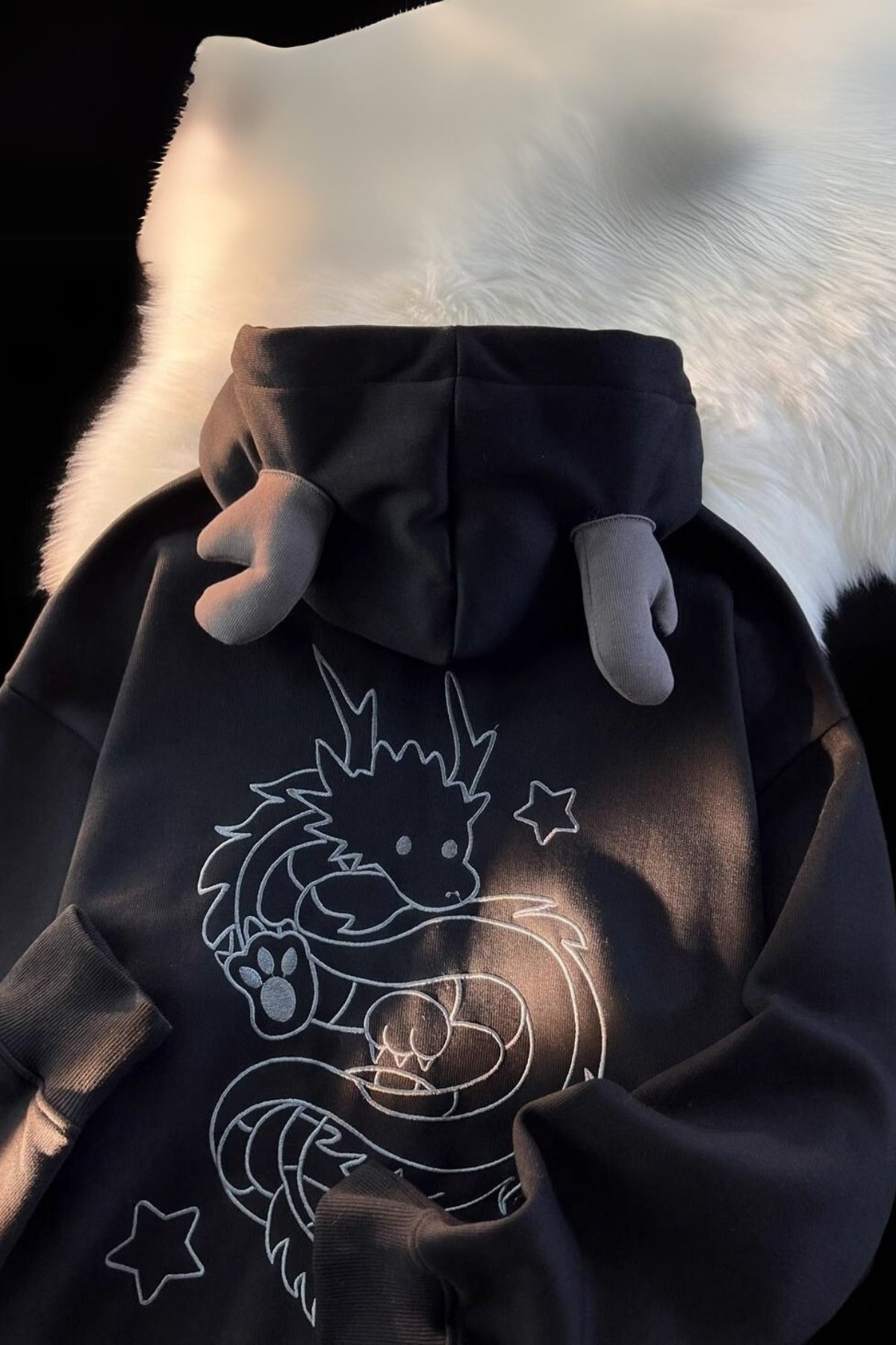 Siyah Dragon Baby Kapüşonlu Unisex Hırka