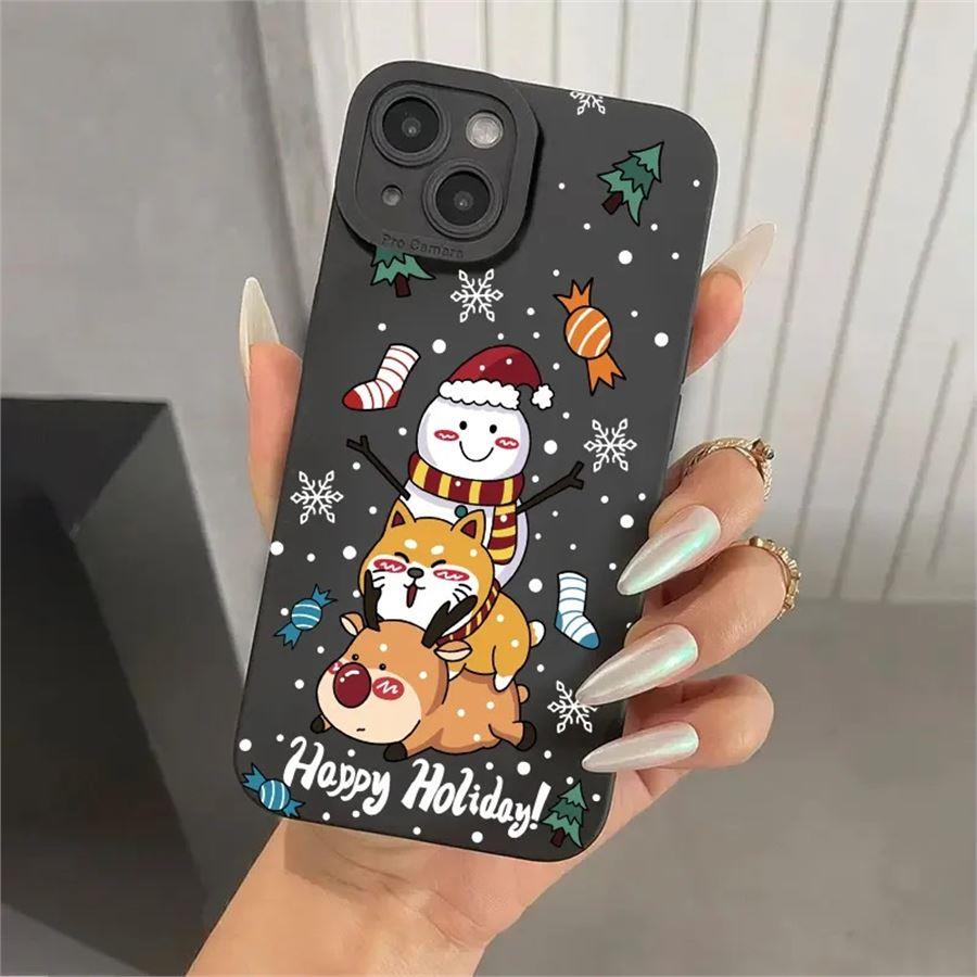 Siyah Happy Holiday iPhone Telefon Kılıfları