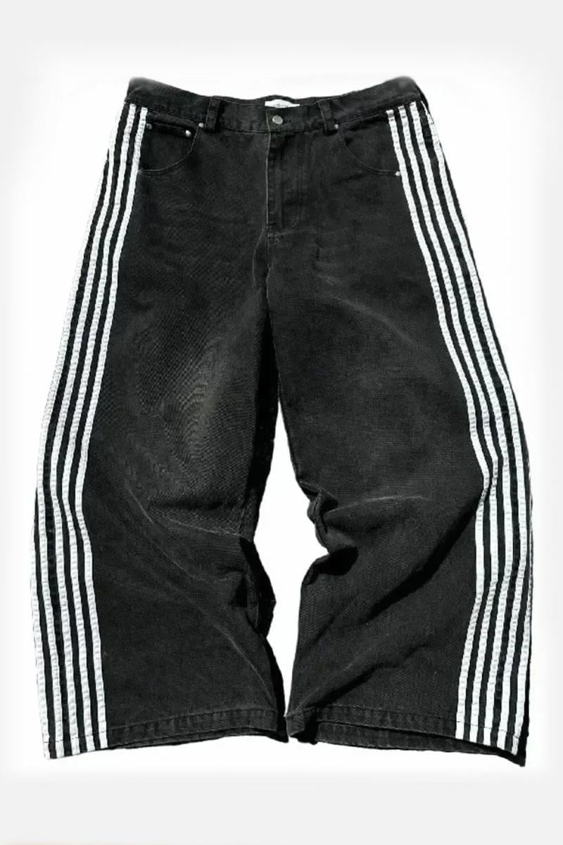 Siyah HCW Yan Şertili Vintage Baggy Pantolon