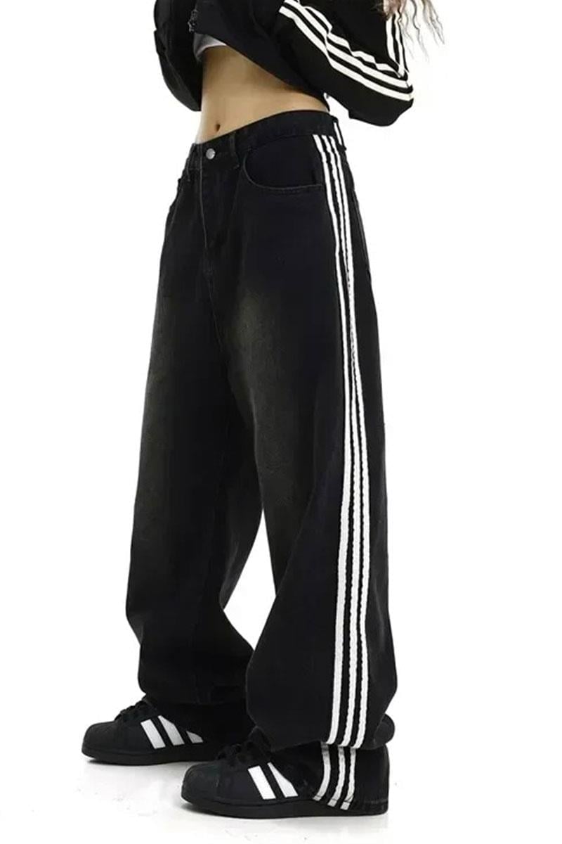 Siyah HCW Yan Şertili Vintage Baggy Pantolon
