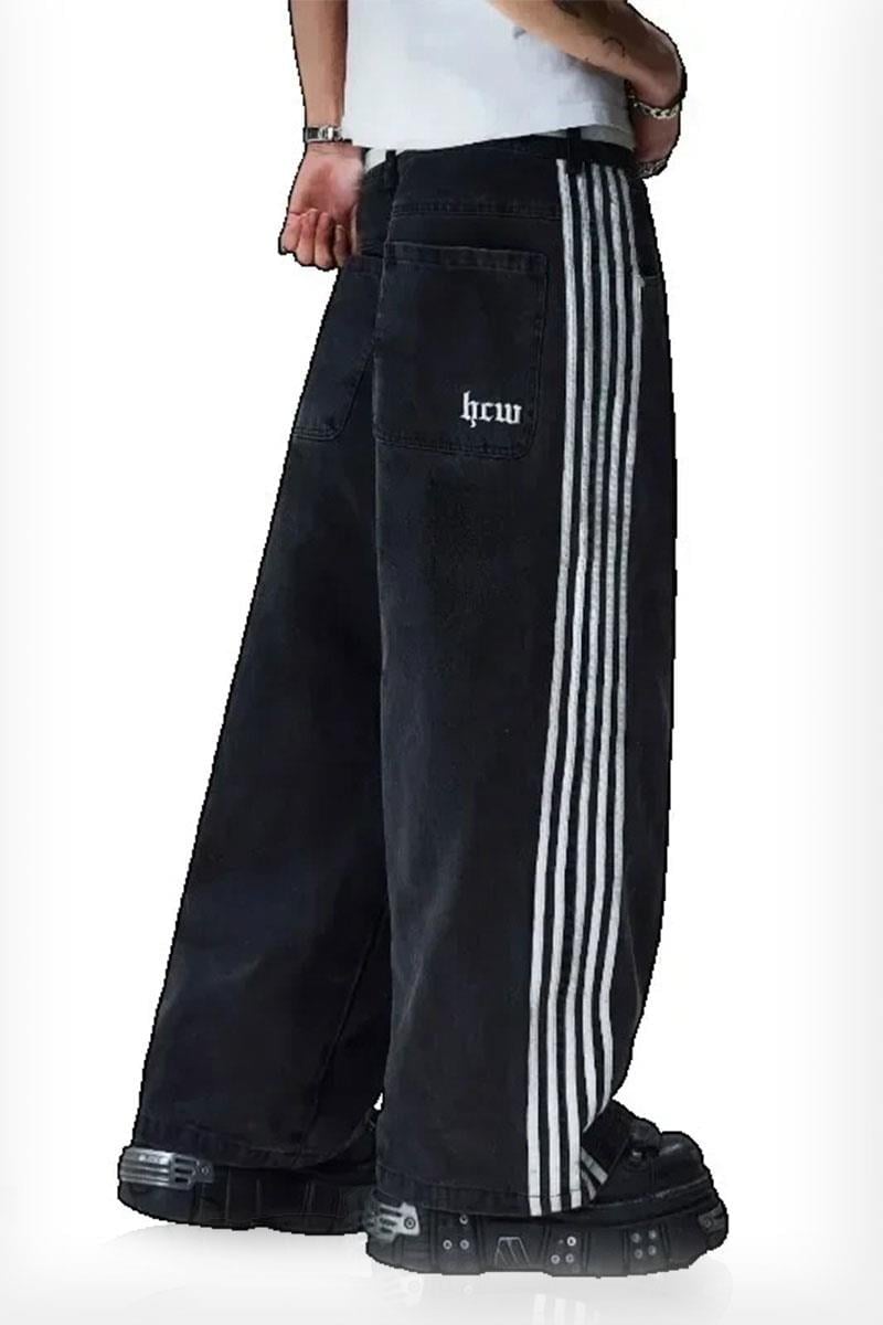 Siyah HCW Yan Şertili Vintage Baggy Pantolon