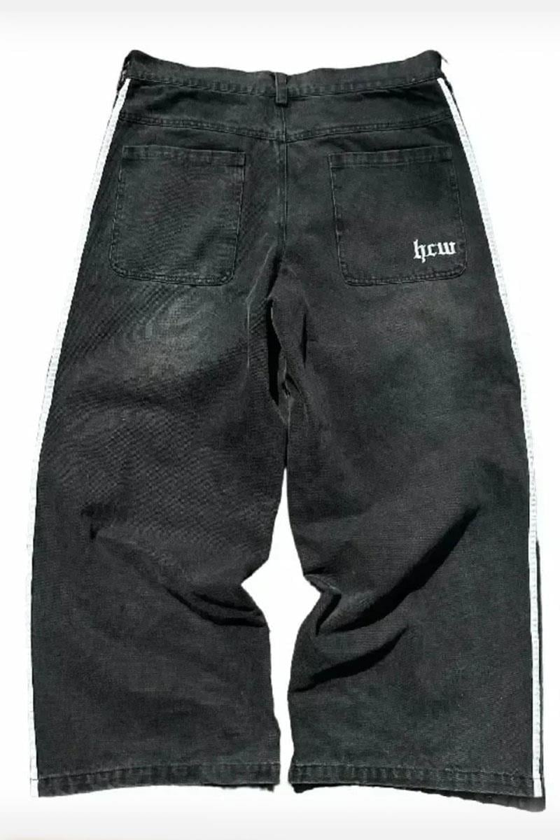Siyah HCW Yan Şertili Vintage Baggy Pantolon
