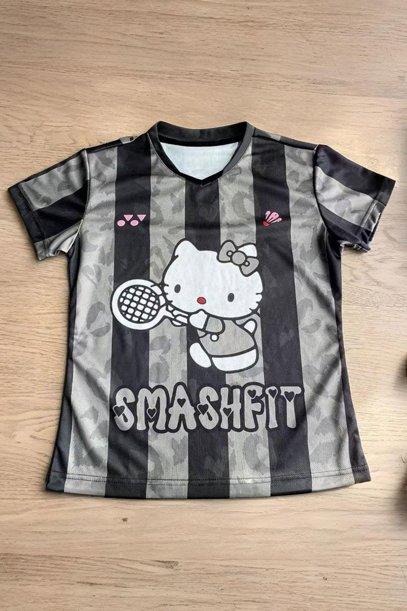 Siyah Hello Kitty SMASHFIT Forma Unisex T-shirt