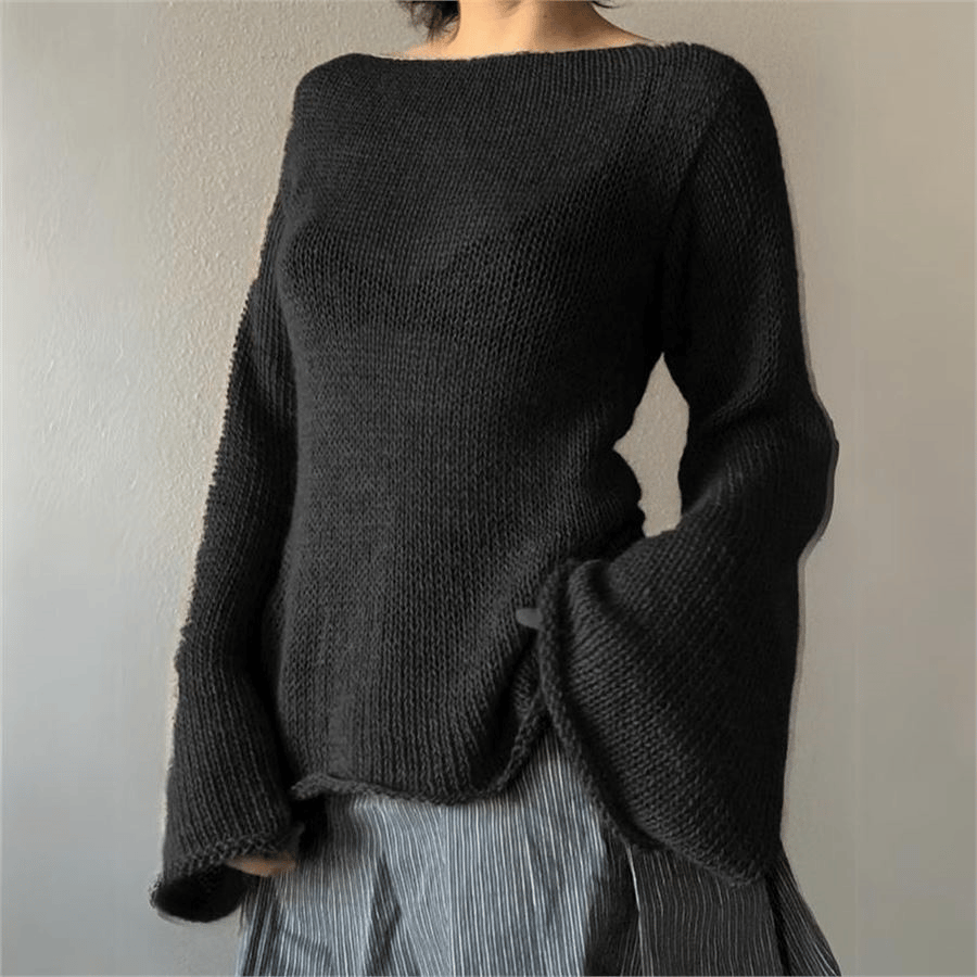 Siyah İspanyol Kol Oversize Kazak