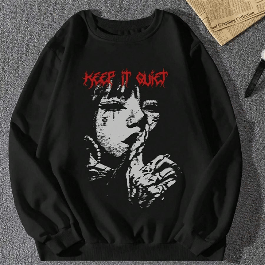 Siyah Keep İt Quiet Unisex Sweatshirt