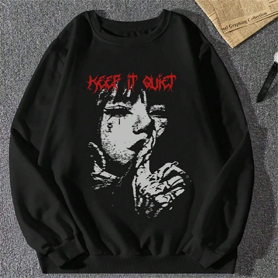 Siyah Keep İt Quiet Unisex Sweatshirt