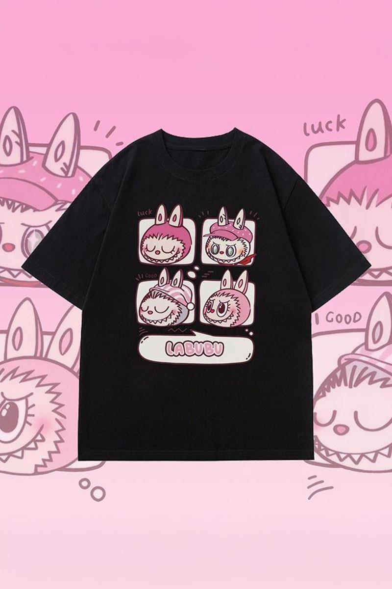 Siyah Labubu Chat Collage Unisex T-shirt