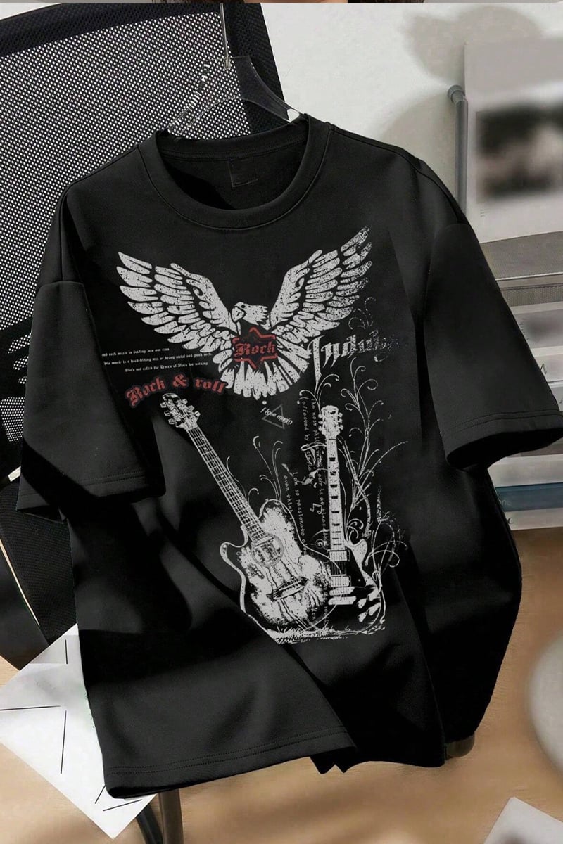 Siyah Rock&Roll Guitar Unisex T-shirt