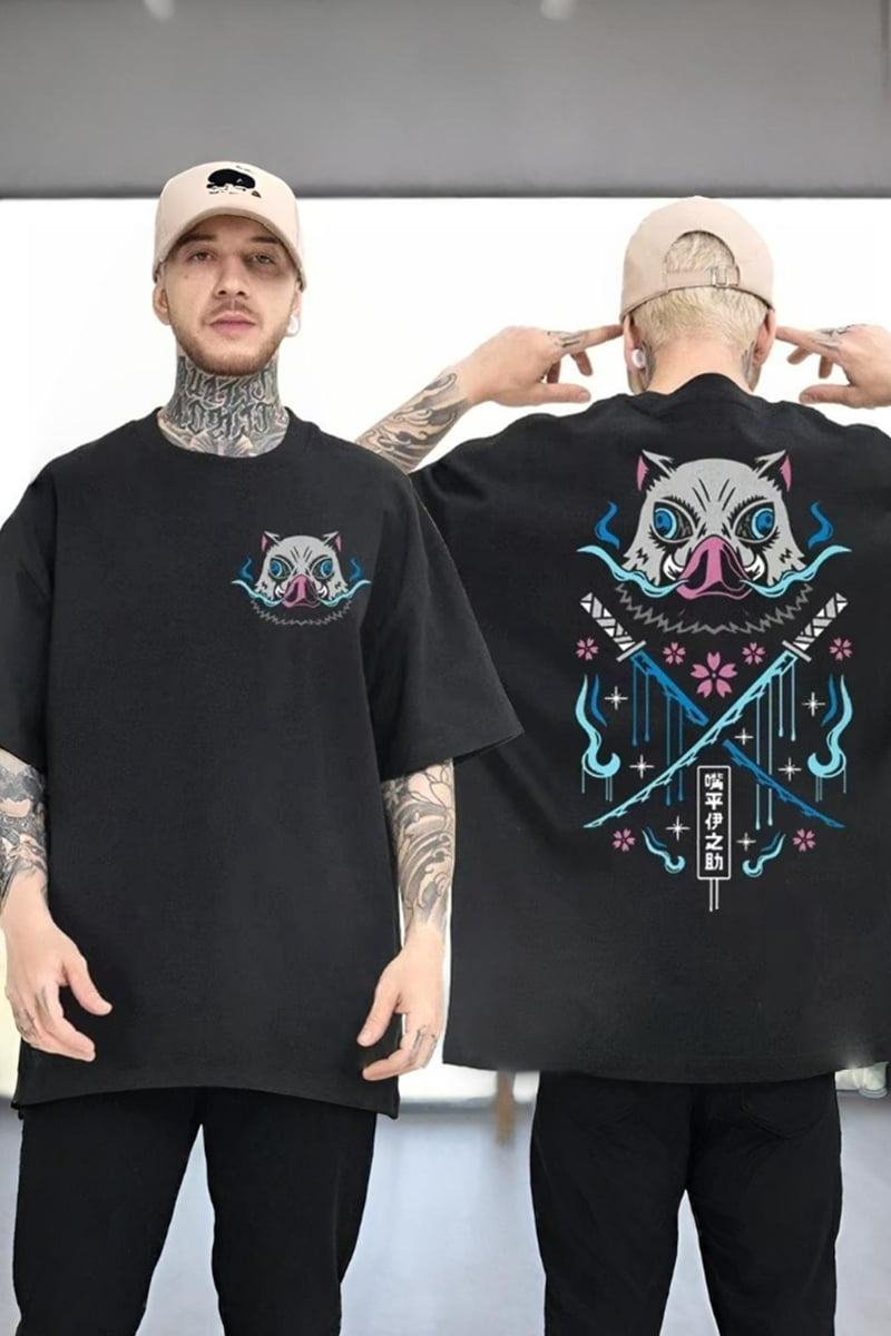 Siyah Samurai Pig Unisex T-shirt
