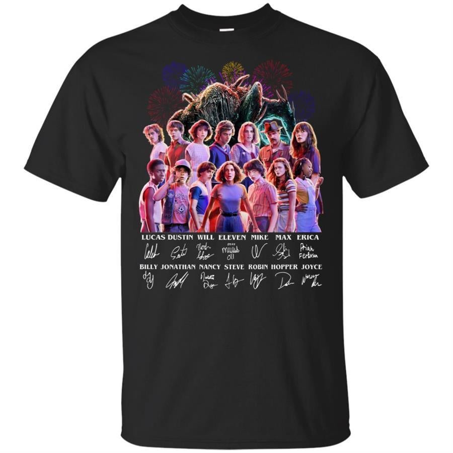 Stranger Things All Character Signatures  Büyük Beden T-Shirt